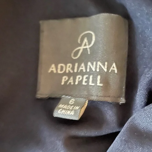 Adrianna Papell Navy Cape-Sleeved Evening Lace Gown One Shoulder Dress Size 6 - Picture 12 of 13